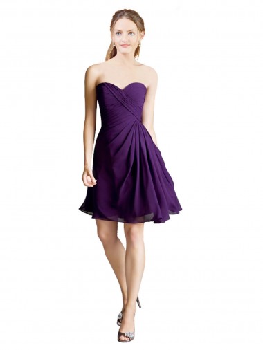 Soft Chiffon Sweetheart Sleeveless Knee Length Bridesmaid Dress Essex