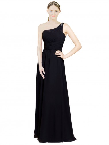 Chiffon One Shoulder Sleeveless Long Bridesmaid Dresses Essex