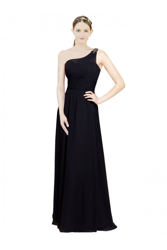 Chiffon One Shoulder Sleeveless Long Bridesmaid Dresses Essex
