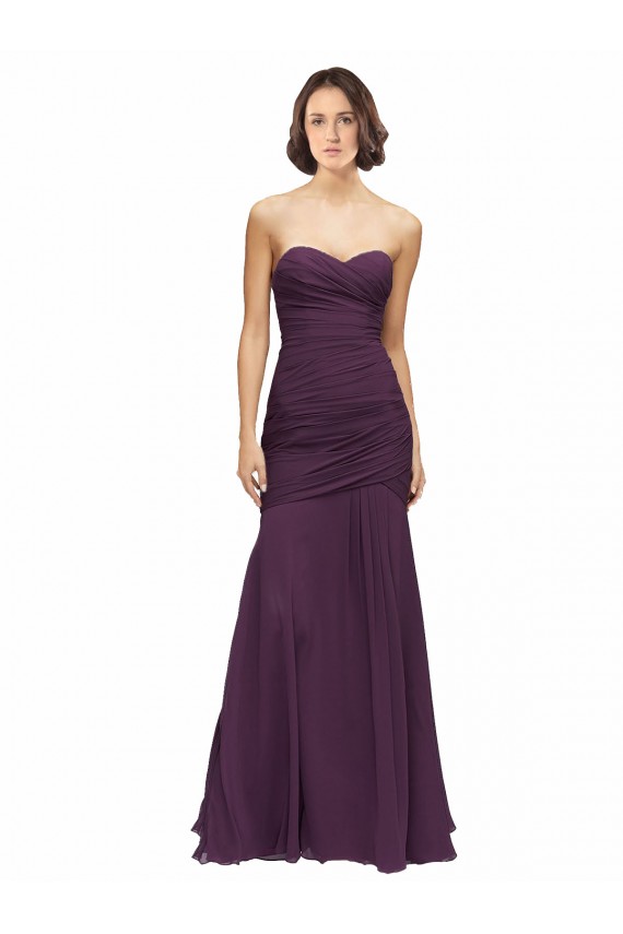 Soft Chiffon Sweetheart Sleeveless Mermaid Long Bridesmaid Dress Essex