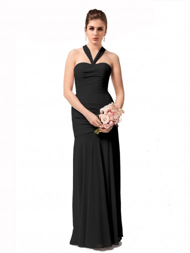 Chiffon Halter Neck Sleeveless Long Bridesmaid Evening Dress Essex