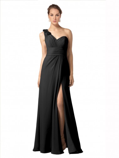 Soft Chiffon One Shoulder Sleeveless Long Bridesmaid Dress / Formal Dress Essex