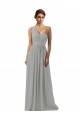 Soft Chiffon One Shoulder Sleeveless Silver Long Bridesmaid Dress Essex