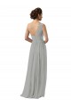 Soft Chiffon One Shoulder Sleeveless Silver Long Bridesmaid Dress Essex