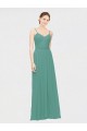 Chiffon Spaghetti Straps Sleeveless Icelandic Silver Long Bridesmaid Dress / Evening Dress Essex