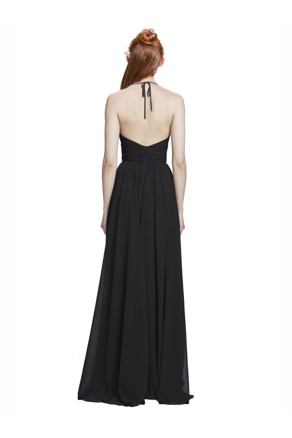 Chiffon Halter Neck Sleeveless Long Formal Dress / Bridesmaid Dress Essex