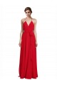Chiffon Spaghetti Straps Sleeveless Red Long Bridesmaid Dress Essex