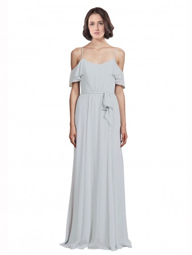 Soft Chiffon Off the Shoulder Sleeveless Long Formal Dress / Bridesmaid Dress Essex