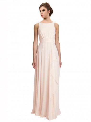 Chiffon Bateau Neck Sleeveless V-Back Long Bridesmaid Dress / Evening Dress Essex
