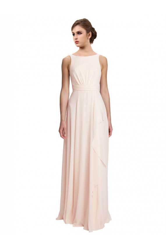 Chiffon Bateau Neck Sleeveless V-Back Long Bridesmaid Dress / Evening Dress Essex