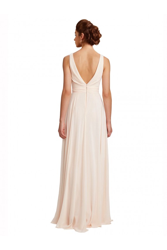 Chiffon Bateau Neck Sleeveless V-Back Long Bridesmaid Dress / Evening Dress Essex