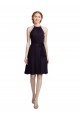 Soft Chiffon Halter Neck Sleeveless Grape Knee Length Bridesmaid Dress Essex
