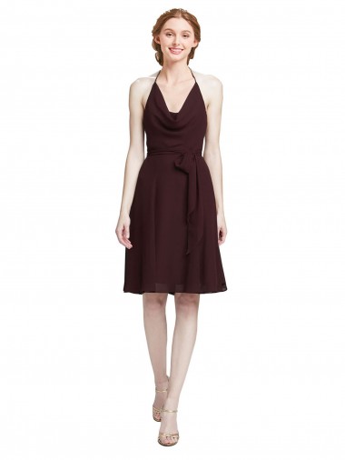 Soft Chiffon Spaghetti Straps Sleeveless Knee Length Bridesmaid Dress Essex