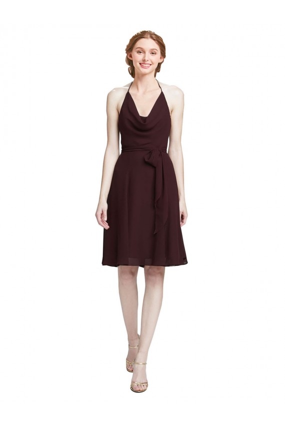 Soft Chiffon Spaghetti Straps Sleeveless Knee Length Bridesmaid Dress Essex