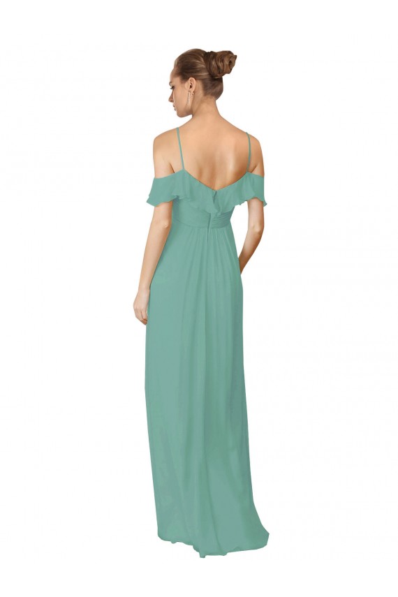 Soft Chiffon Off the Shoulder Flutter Sleeves Long Bridesmaid Dress Essex