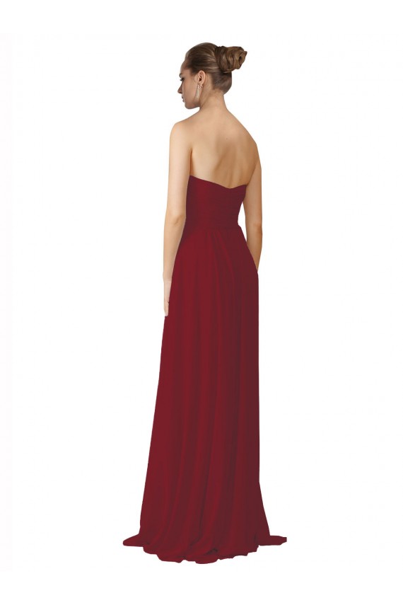 Soft Chiffon Sweetheart Sleeveless Long Bridesmaid Dresses Essex