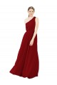 Chiffon One Shoulder Sleeveless Burgundy Long Bridal Party Dress / Evening Dress Essex