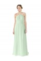 Soft Chiffon Halter Neck Sleeveless Sage Long Bridesmaid Dress Essex