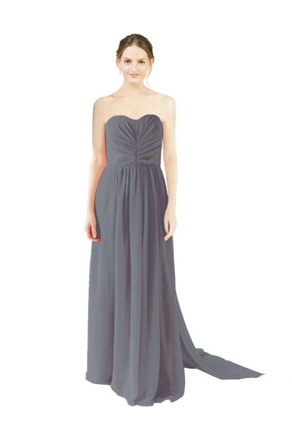 Chiffon Sweetheart Sleeveless Open Back Long Bridesmaid Evening Dress Essex