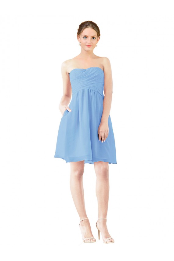 Soft Chiffon Sweetheart Sleeveless Open Back Knee Length Bridesmaid Dress Essex