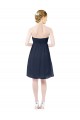 Soft Chiffon Sweetheart Sleeveless Open Back Dark Navy Knee Length Bridesmaid Dress Essex