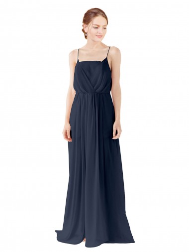 Chiffon Spaghetti straps Sleeveless Open Back Long Bridesmaid Dress / Evening Gowns Essex