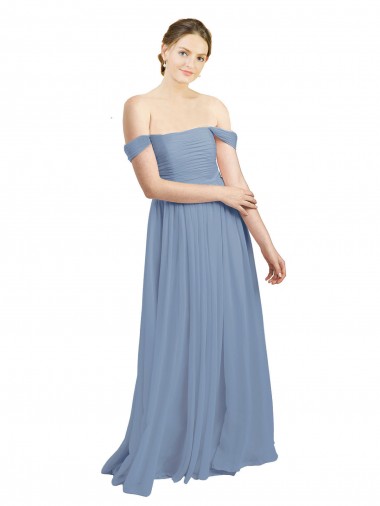 Soft Chiffon Off the Shoulder Sleeveless Open Back Long Formal Dress / Bridesmaid Dress Essex