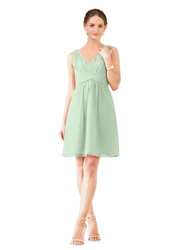 Soft Chiffon V-Neck Sleeveless Knee Length Bridesmaid Dress Essex
