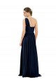 Chiffon One Shoulder Sleeveless Dark Navy Long Bridal Party Dress / Evening Dress Essex
