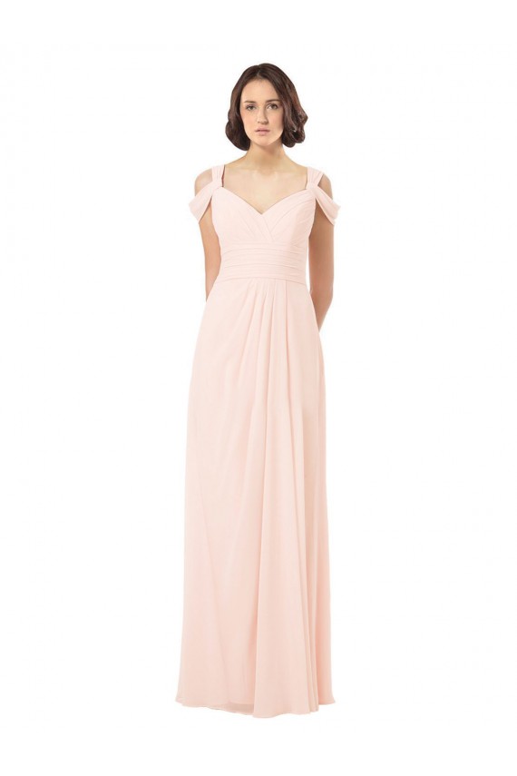 Chiffon Off the Shoulder Sleeveless Keyhole Back Long Bridesmaid Dress / Evening Dress Essex