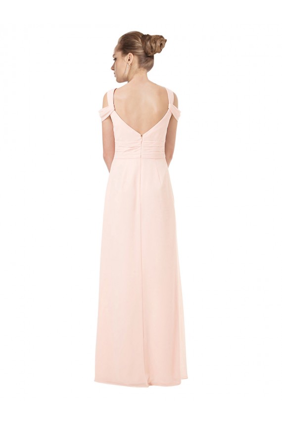 Chiffon Off the Shoulder Sleeveless Keyhole Back Long Bridesmaid Dress / Evening Dress Essex