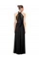 Soft Chiffon Halter Neck Sleeveless Keyhole Back Hunter Long Bridesmaid Dress Essex