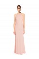 Chiffon Spaghetti Straps Sleeveless Pink Long Bridesmaid Dress Essex
