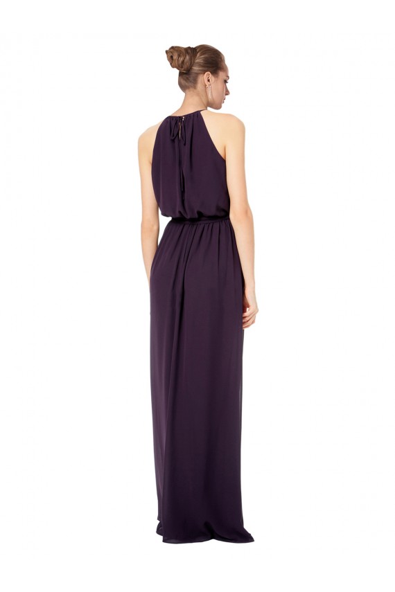 Chiffon Spaghetti Straps Sleeveless Pink Long Bridesmaid Dress Essex