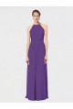 Soft Chiffon Spaghetti Straps Sleeveless Open Back Plum Purple Long Bridesmaid Dress Essex