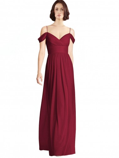 Soft Chiffon Off the Shoulder Sleeveless Long Bridesmaid Dresses Essex