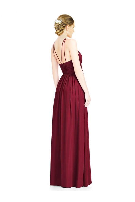 Chiffon Halter Neck Sleeveless Open Back Long Formal Dress / Bridesmaid Dress Essex