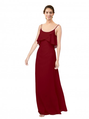 Soft Chiffon Scoop Neck Sleeveless V-Back Long Bridesmaid Dress Essex