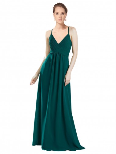 Chiffon V-Neck Sleeveless Keyhole Back Long Bridesmaid Dress / Evening Dress Essex