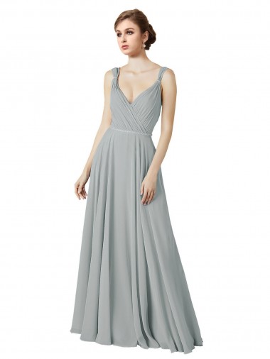 Chiffon V-Neck Sleeveless Long Bridesmaid Dress / Evening Dress Essex