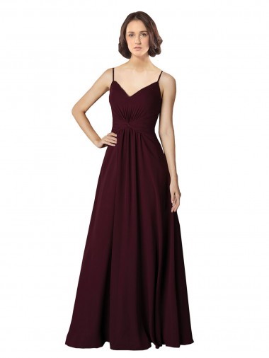 Soft Chiffon V-Neck Sleeveless Long Bridesmaid Gown Essex