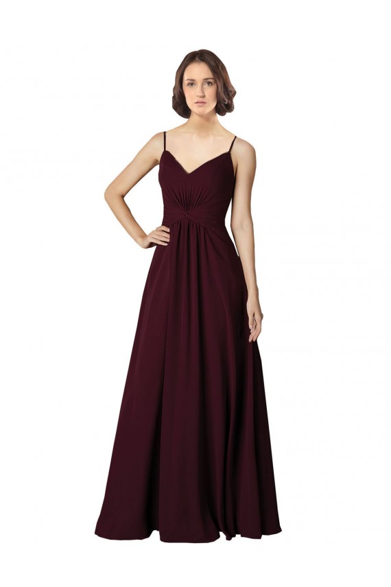 Soft Chiffon V-Neck Sleeveless Long Bridesmaid Gown Essex