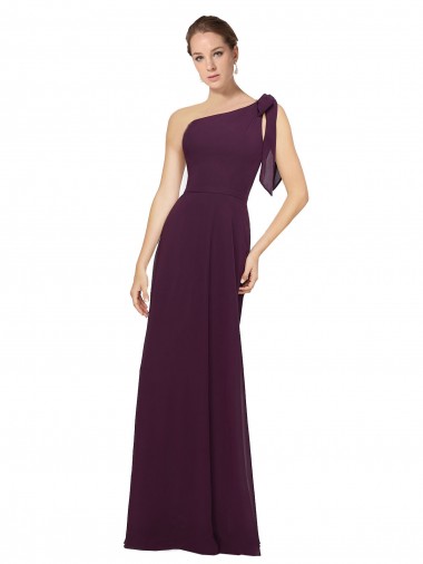 Soft Chiffon One Shoulder Sleeveless Long Bridesmaid Dresses Essex