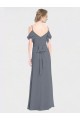 Soft Chiffon Off the Shoulder Flutter Sleeves V-Back Long Bridesmaid Dress Essex