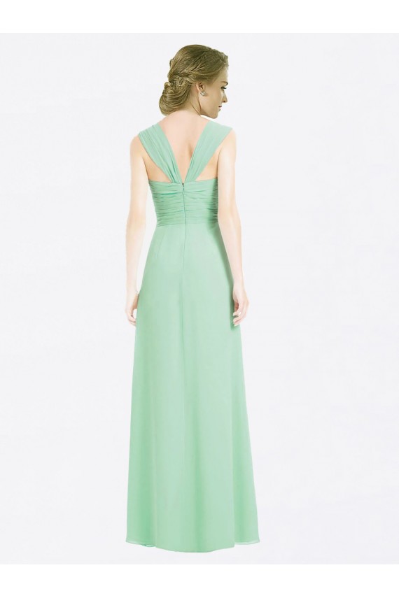 Soft Chiffon Sweetheart Cap Sleeves V-Back Long Bridesmaid Dress Essex