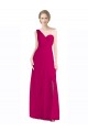 Soft Chiffon One Shoulder Sleeveless Red Long Bridesmaid Dress Essex