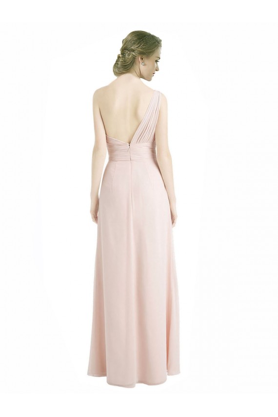 Soft Chiffon One Shoulder Sleeveless Red Long Bridesmaid Dress Essex
