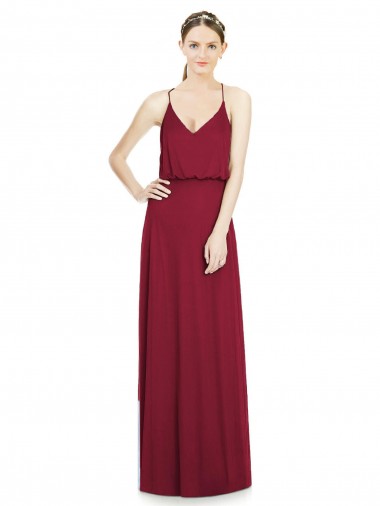 Soft Chiffon V-Neck Sleeveless Long Evening Gowns / Bridesmaid Dress Essex