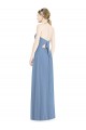 Chiffon Halter Neck Sleeveless Low Back Dusty Blue Long Floor Length Bridesmaid Dress Essex