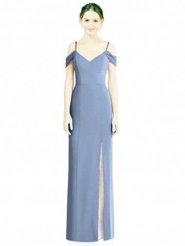 Soft Chiffon Off the Shoulder Cold Shoulder Open Back Long Formal Evening Gown / Bridesmaid Dress Essex
